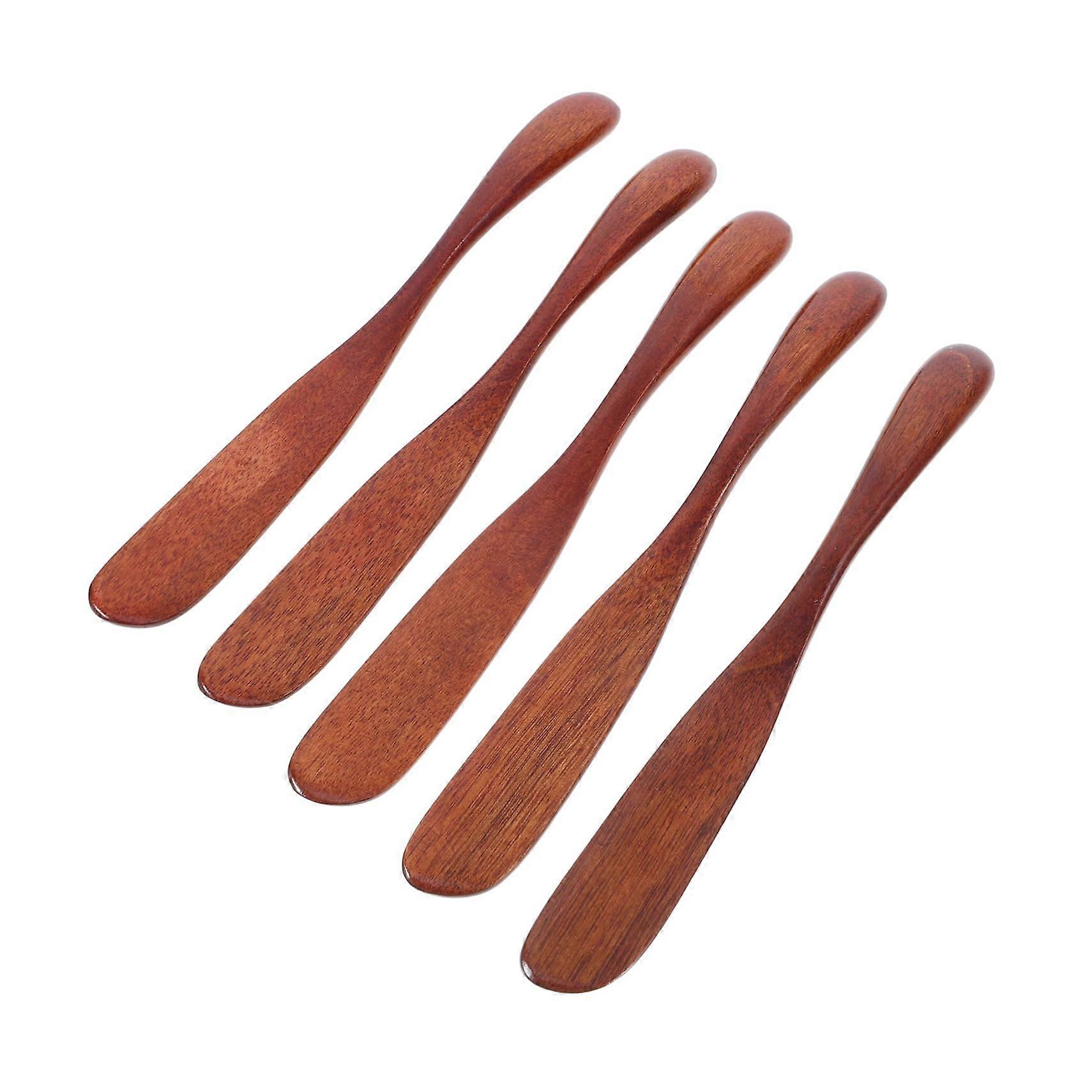 5-Pack Wooden Bread Knives and Spreaders for Butter, Cheese, Jam - Reusable Kitchen Utensils for Food Preparation