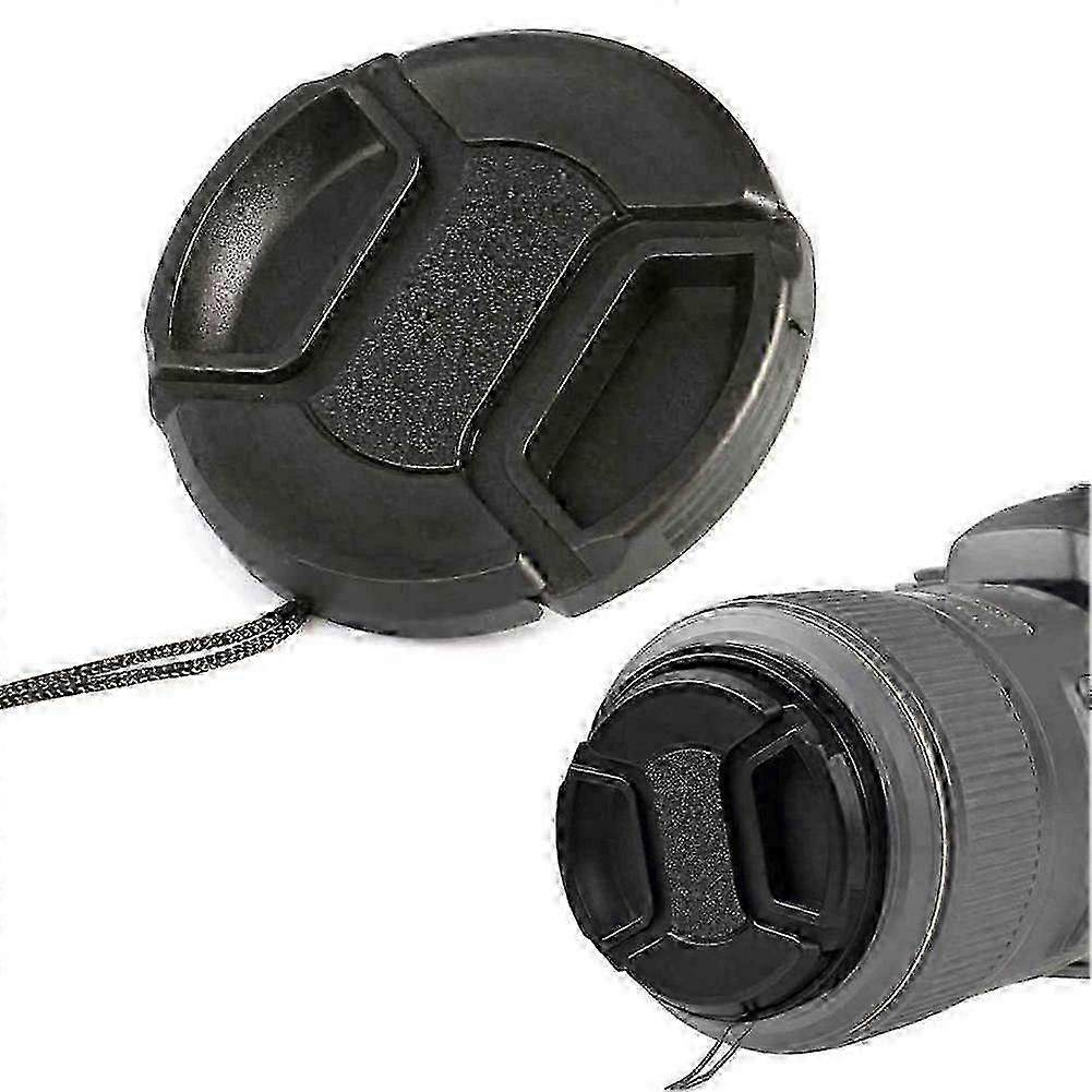 52mm Center Pinch Snap On Front Lens Cap Cover for Canon Nikon With String Lots