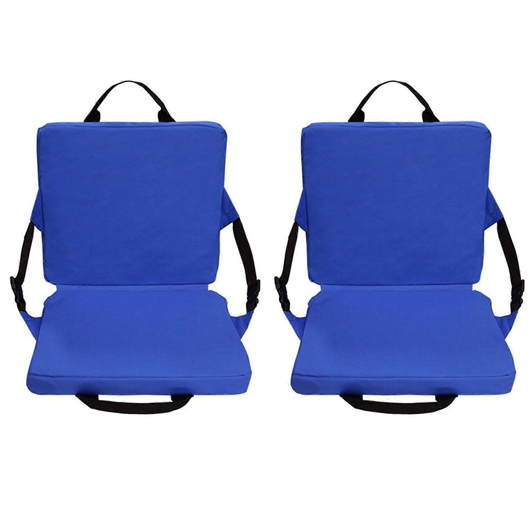 2X Outdoor Folding Chair with Square Seat Cushion, Backrest, Ideal for Stadium, Beach, Camping, and Hiking