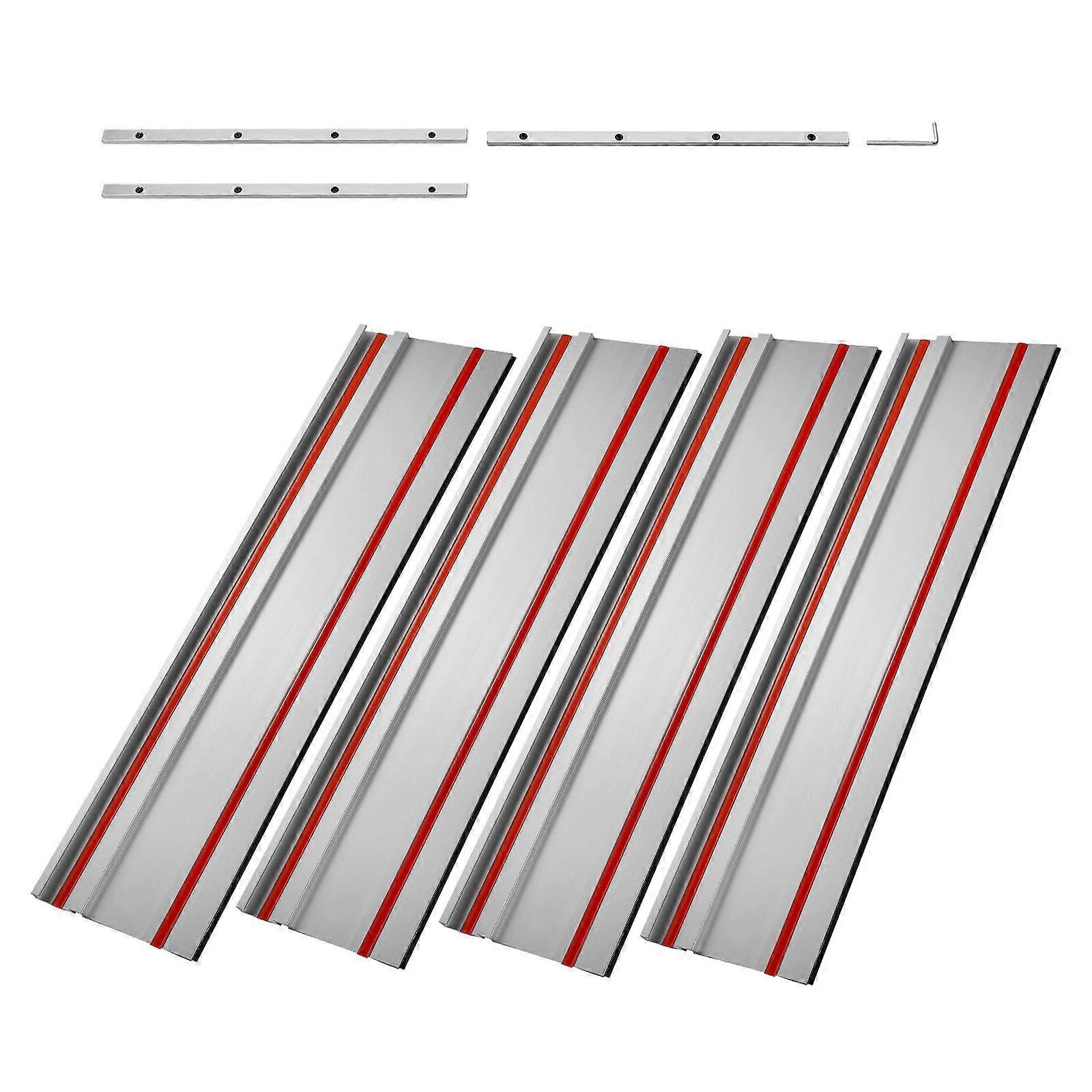 Track Saw Guide Rail, 110 in Cutting Range, Includes 4 PCs 27.5 in Aluminum Extruded Guide Rails and 3 Connectors