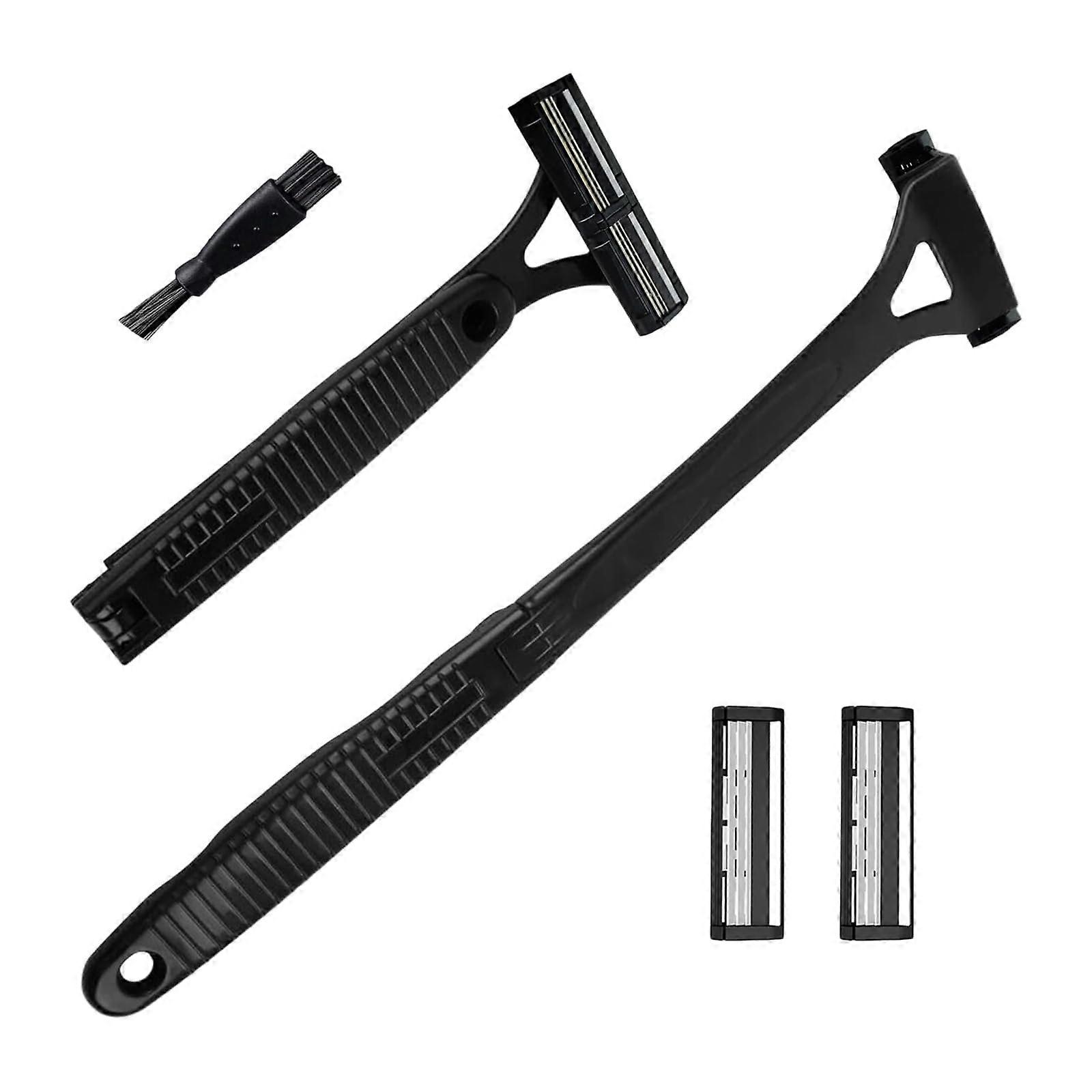 Efficient foldable hair clipper for men, detachable manual razor with three layers for efficient daily grooming, black