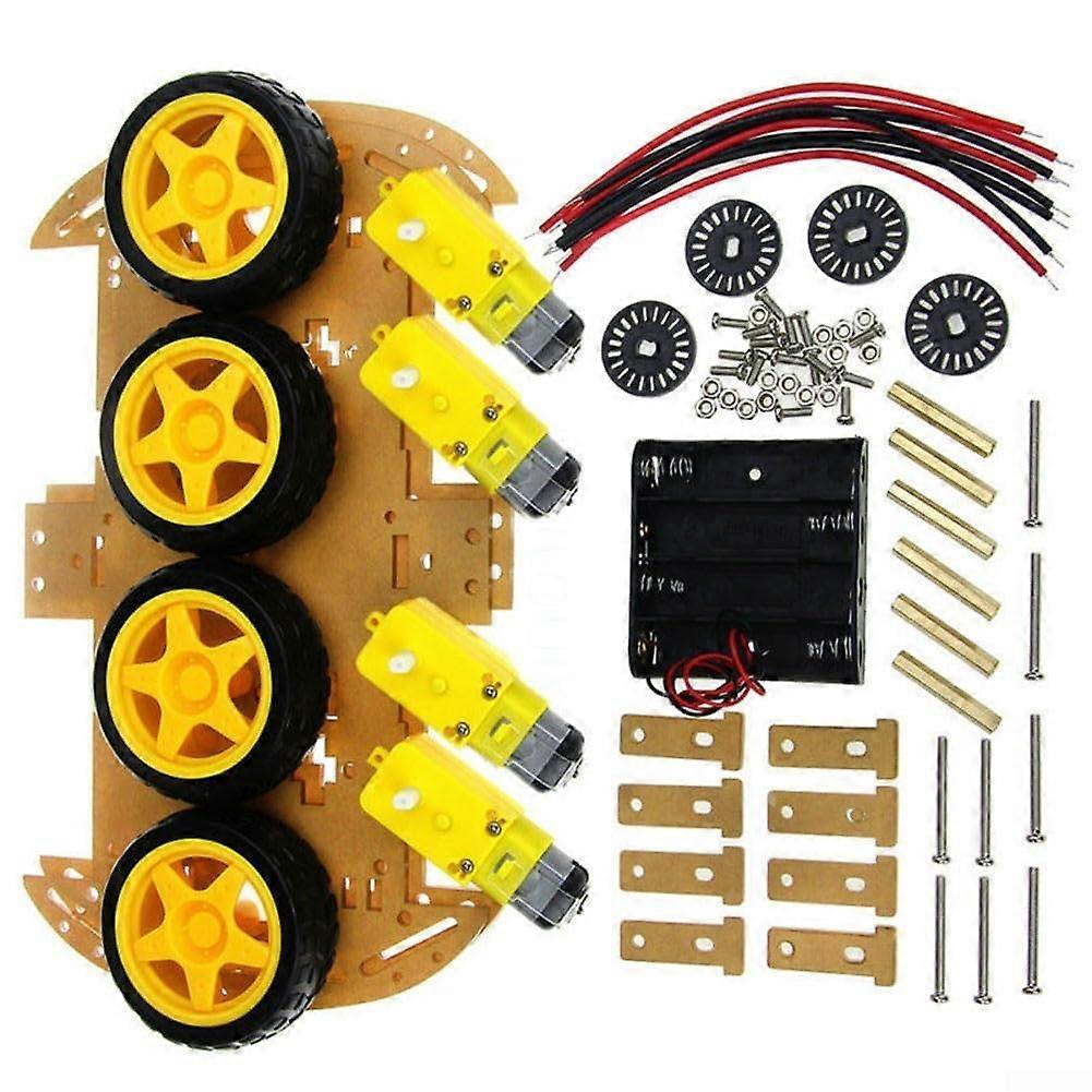 DIY 4WD Robot Car Chassis Platform with Speed Sensor, Expandable Design, Arduino Compatible, Modular Size, Durable Material