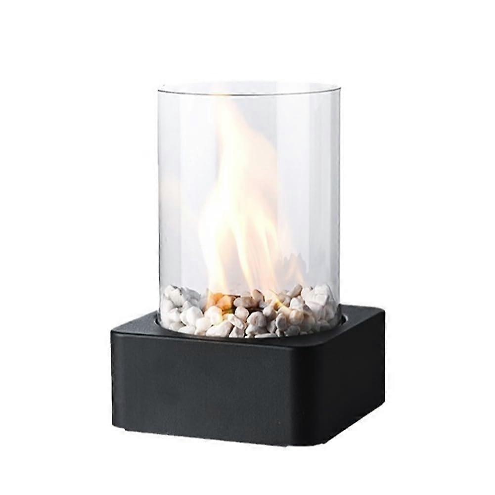 Table Fireplace, Spiral Flame Table Fire for Indoor and Outdoor Use, Bioethanol Container with Decorative Stones