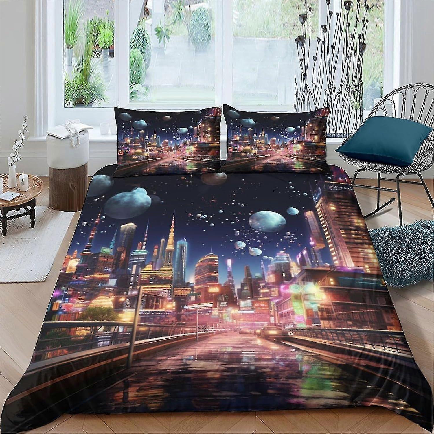 Conjunto de capa de edredom com impressão 3D com fecho de zíper oculto, capa de edredom de poliéster de microfibra para adolescentes