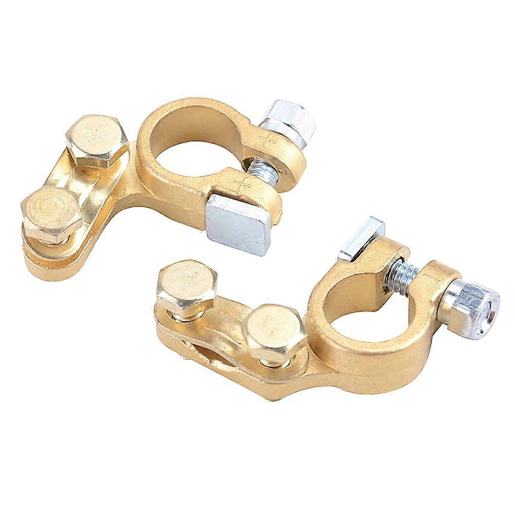 Golden Brass Battery Terminal Connector for Car with Clear Markings and Durable Performance 1 Pair