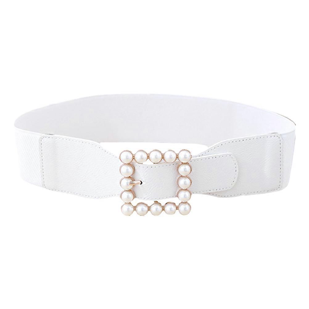 Women's Belts Simple Cummerbund Elastic Stylish Dress Up Accessory White 75x6cm 1Set