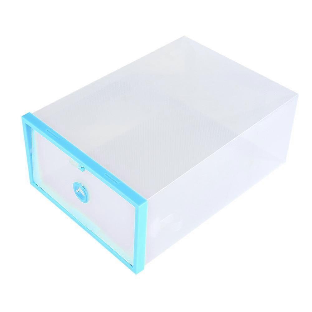 Transparent Foldable Plastic Drawer Shoe Case Storage Stackable Box Organizer Blue