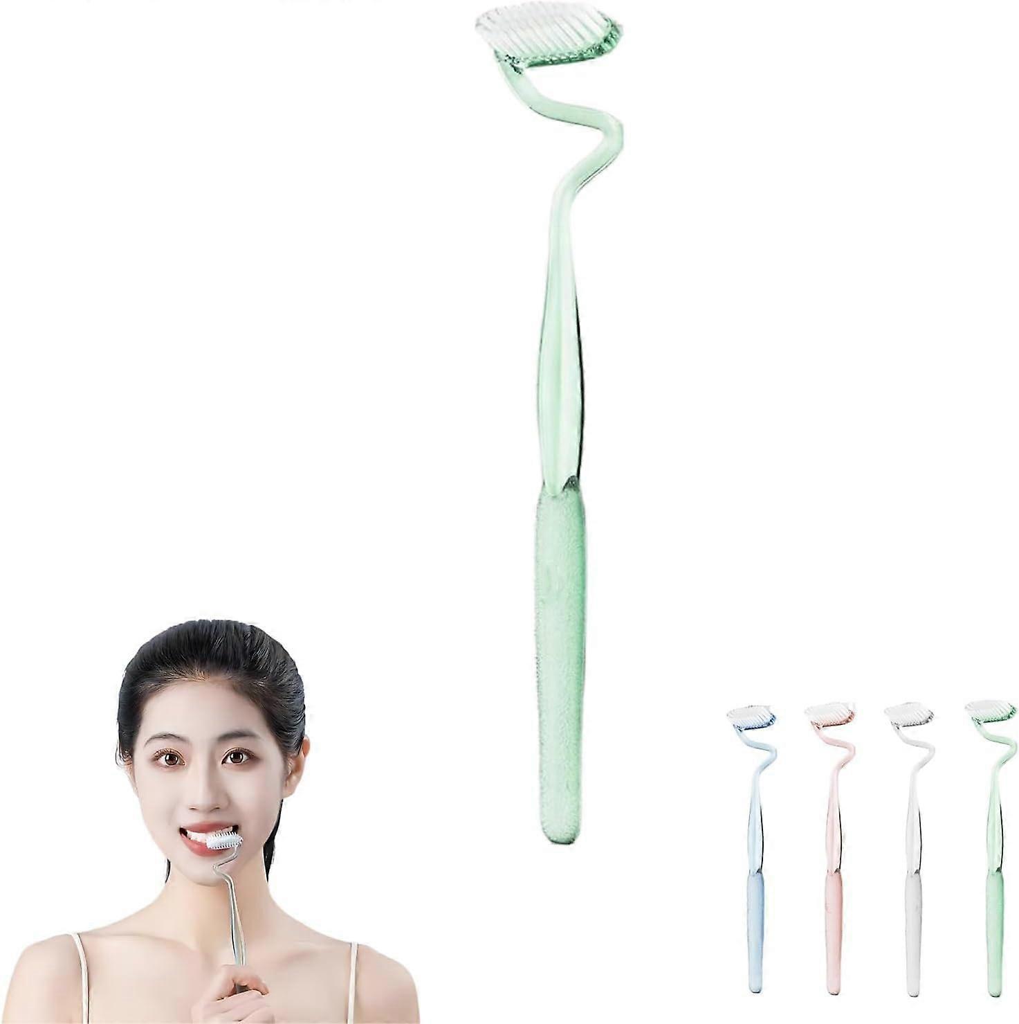 Sshaped toothbrush Scientific vertical brush for adults, softbristled, deep cleaning Green