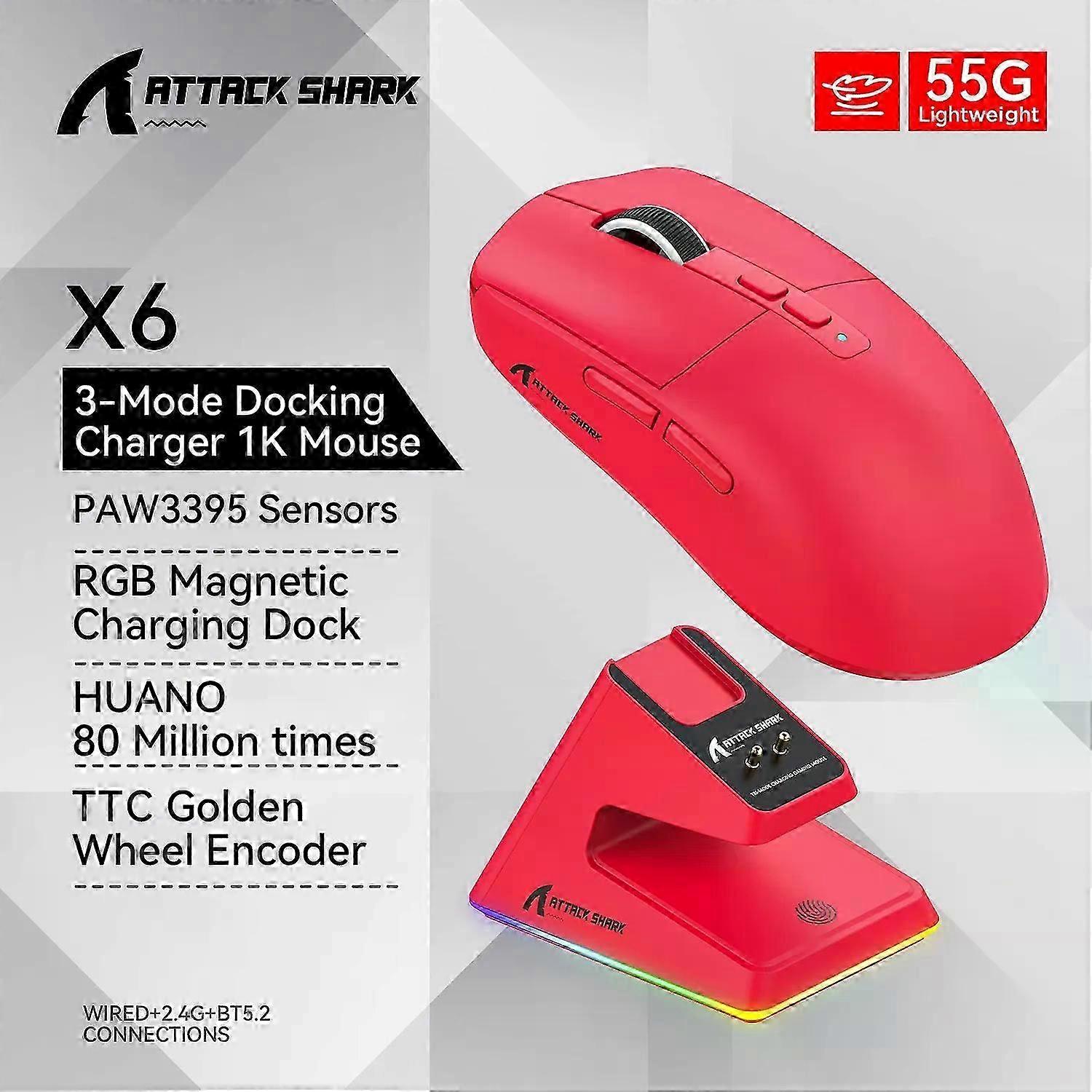 Paw3395 Bluetooth Mouse,tri-mode Connection,rgb Touch Magnetic Charging Base,macro Gaming Mouse