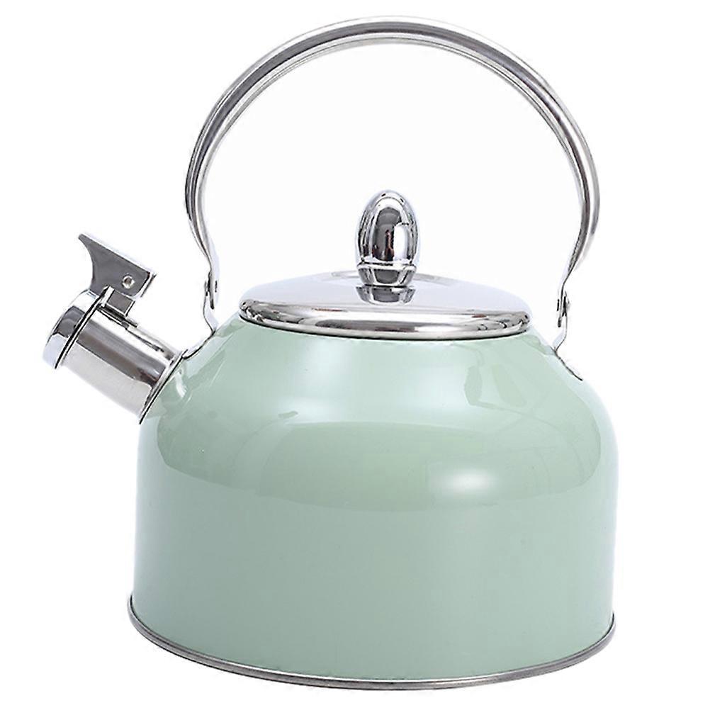 It sounds like you're referring to a **stainless steel whistling teakettle** designed for home use that works on both **gas and induction stoves**.
