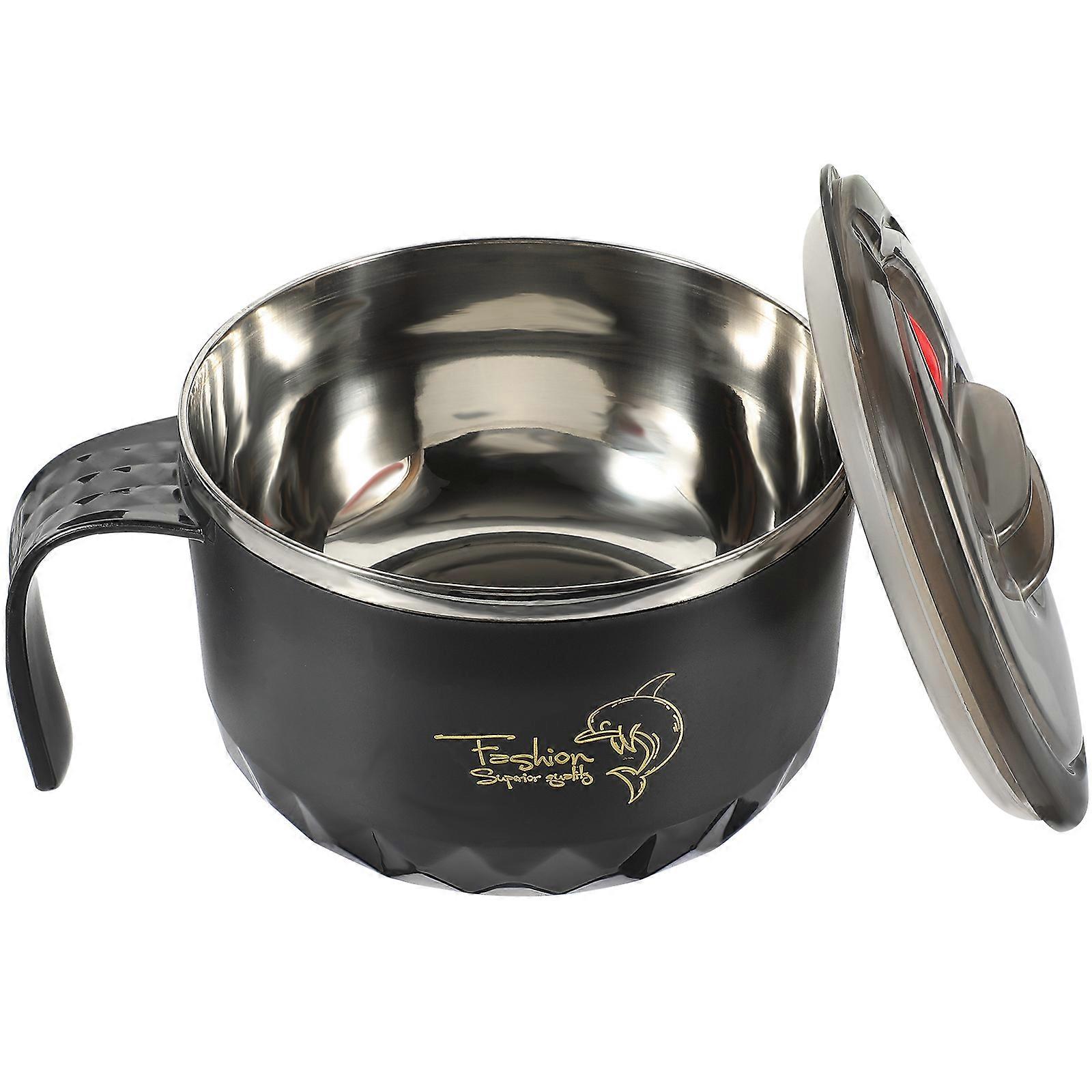 Sealed Insulated Rice Bowl Noodle Container For Friends Family With Anti-Scald Handle Round Shape Elegant 15cm 1000ml 1Set