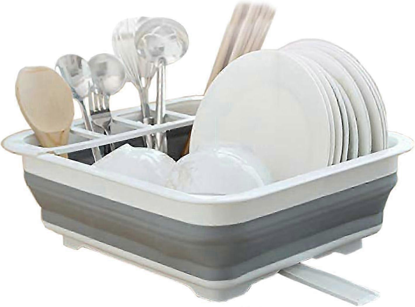 Collapsible Dish Drying Rack with Adjustable Swivel Sprout - Portable Dinnerware Organizer & Storage for RV, Camping, and Kitchen Use