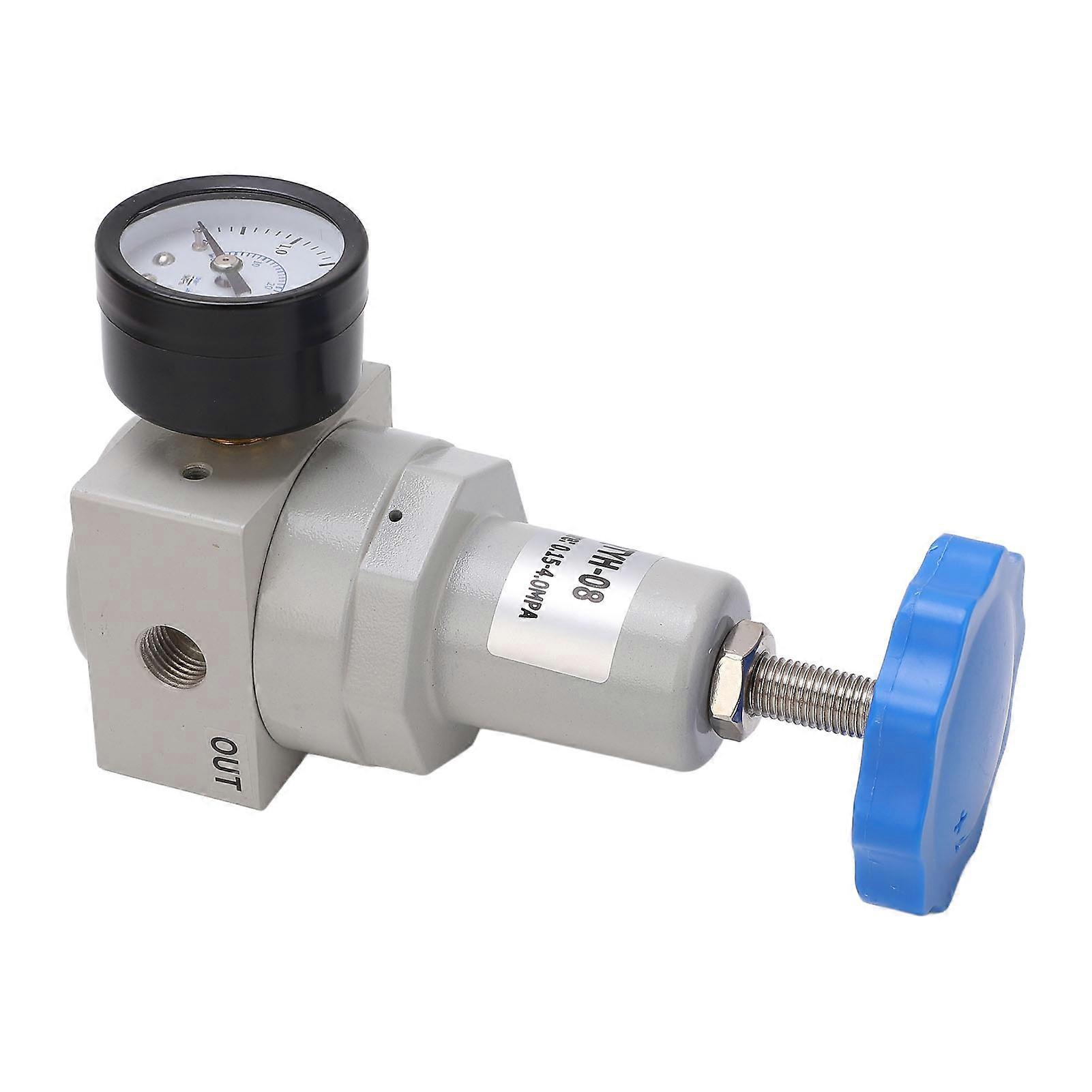 Air Pressure Regulator Automatic Relief Valve Controller Aluminium Alloy with Gauge QTYH‑08 0.15-4.0MPa