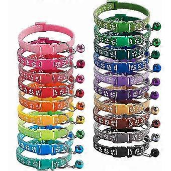 19pcs Puppy Id Collars With Bell Adjustable 19-32cm, Soft Nylon Adjustable Reflective Identification
