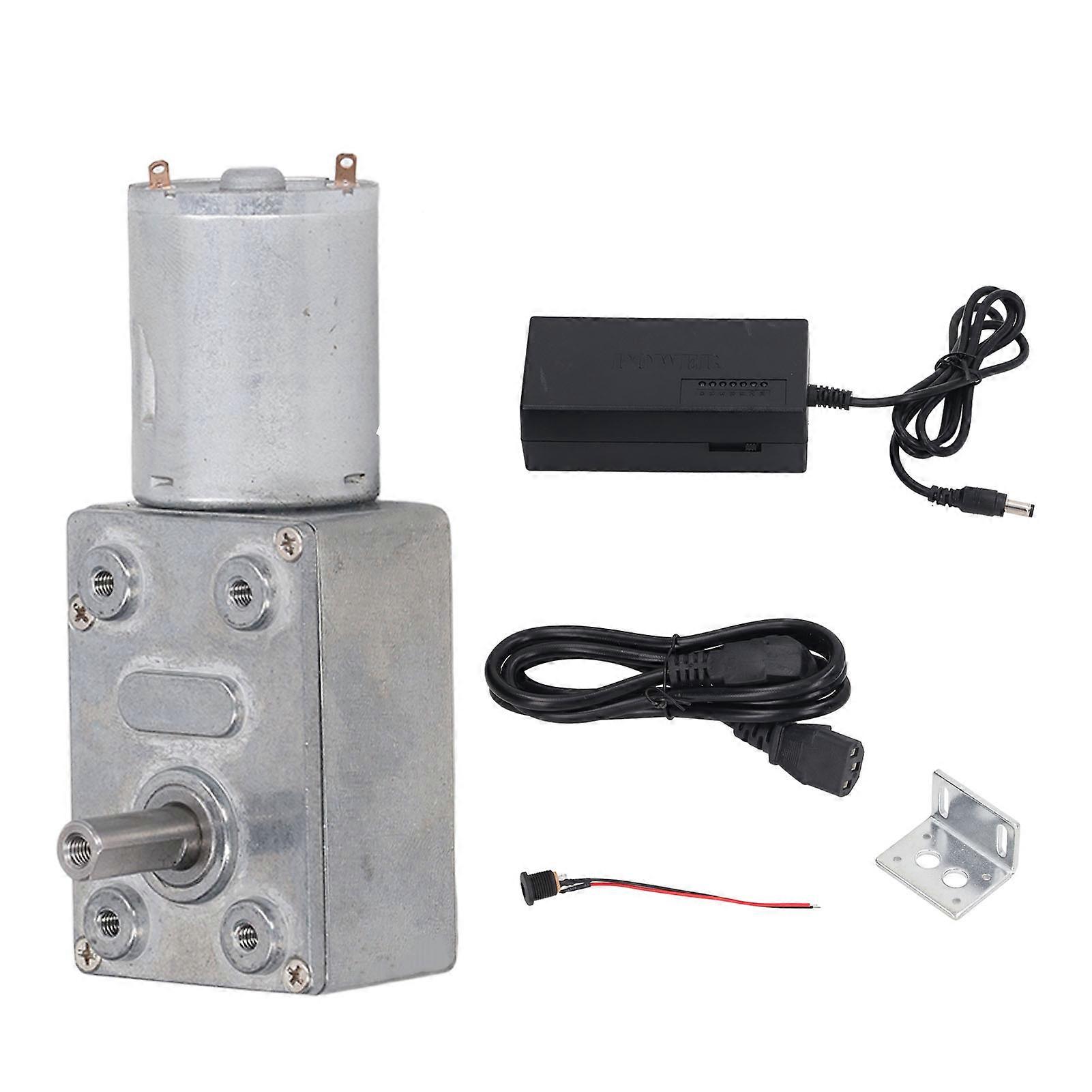 12VDC Worm Gear Motor Set Adjustable Speed Self Locking Reduction Motor with Bracket