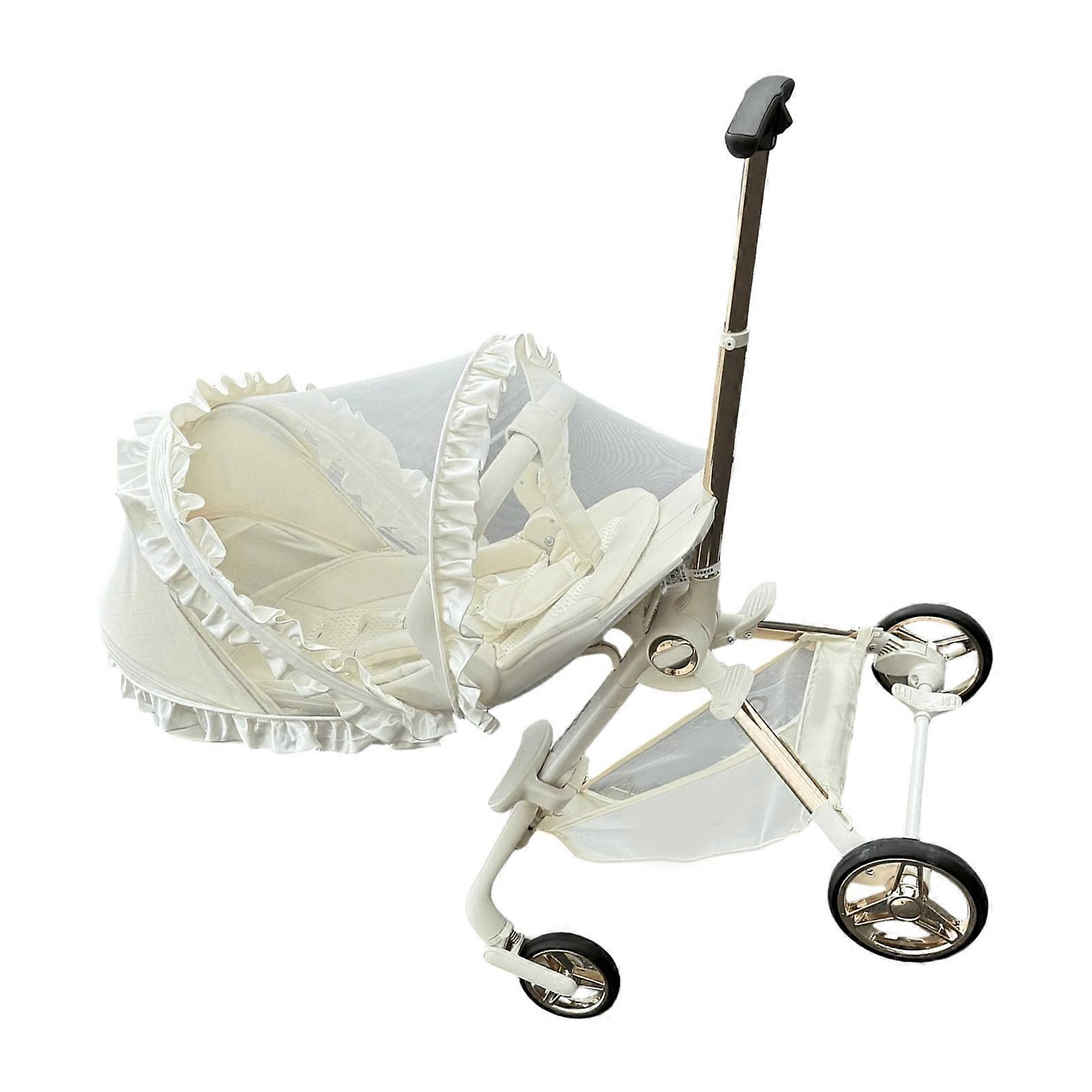 Stylish Lace Trimmed Baby Carriage Fly Net Full Enclosure High Ventilation Quick Installation Safe For Infants Multicolor