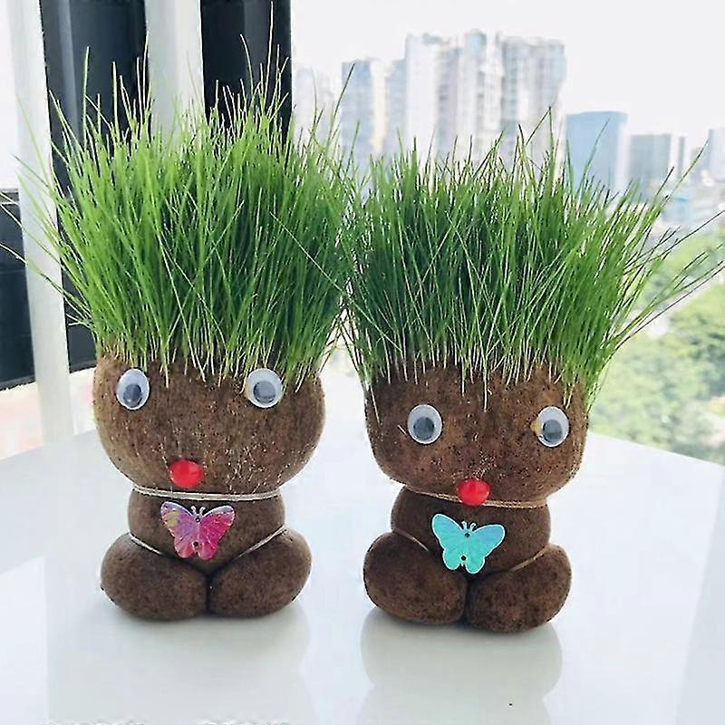 زارع دمية رأس العشب الإبداعي وحقيبة تنمو لتزيين سطح المكتب الممتع