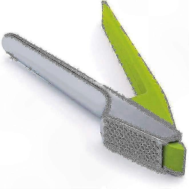 أداة ضغط الثوم مع قبضة مريحة وتصميم آمن للغسل في غسالة الصحون ، مدمج 3x19.3x4 سم ، مقبض أخضر لسهولة التقشير