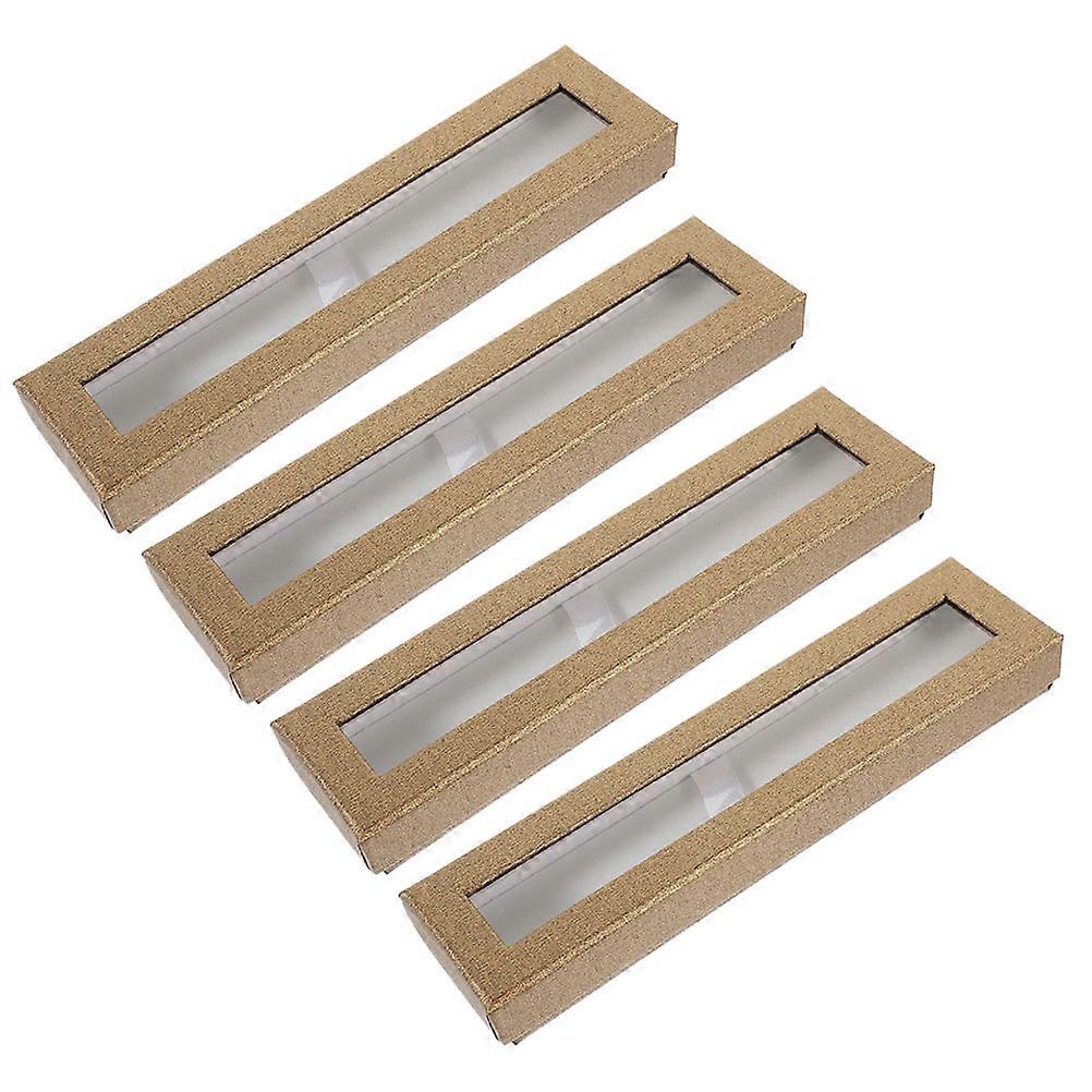 Coffee Pen Gift Box Set of 4 Paper Cases for Storage with Clear Window Ideal for Travel and Display