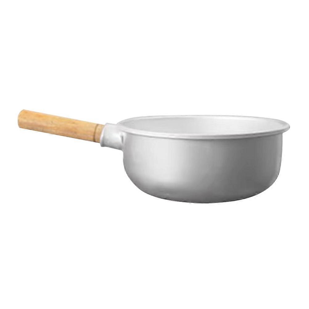 Silver Kitchen Ladle with Wood and Aluminum Handle for Bathing and Decor Wide Application 21 5cm