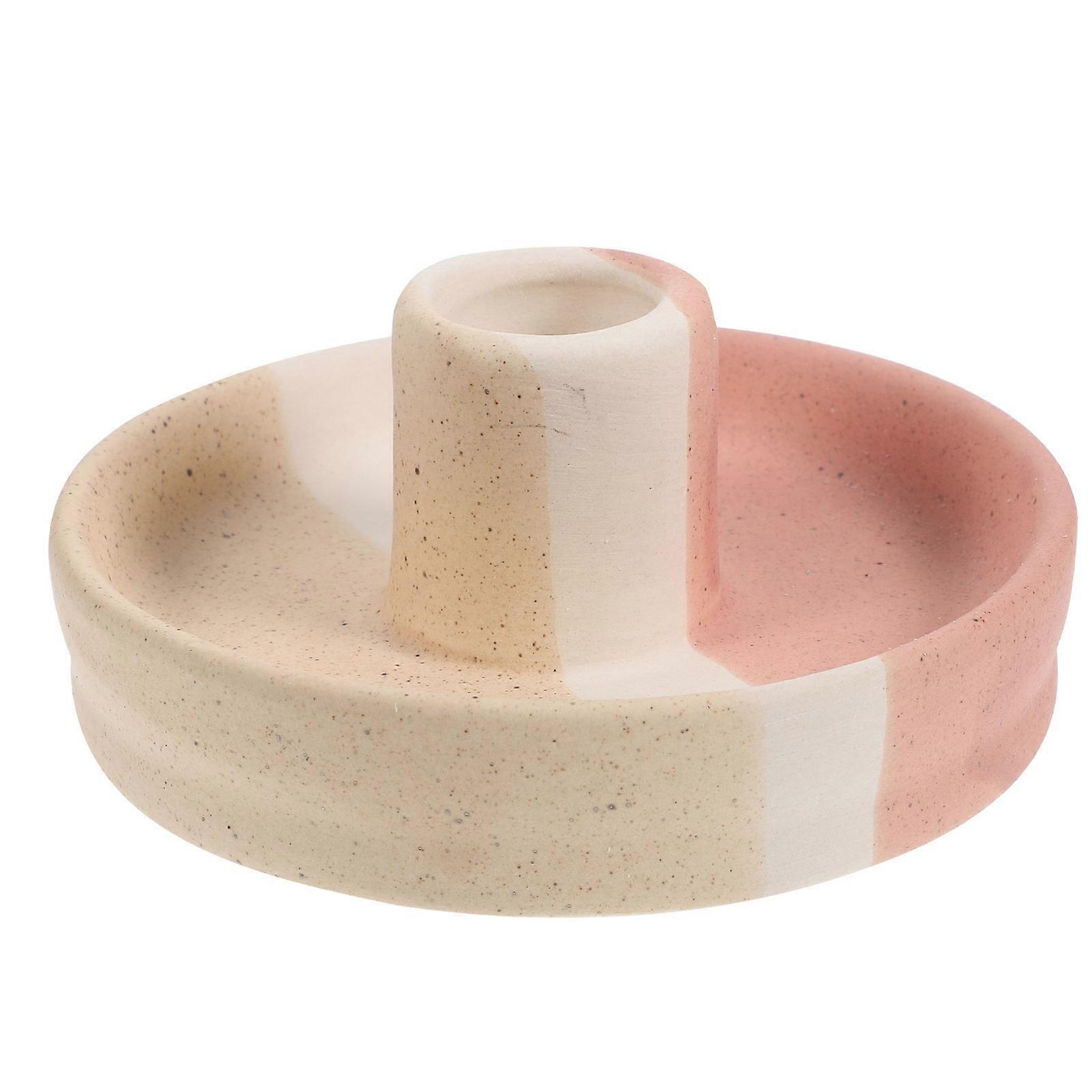 Beige Ceramic Candlestick Holder for Decoration Use Adds Warm Atmosphere to Your Table