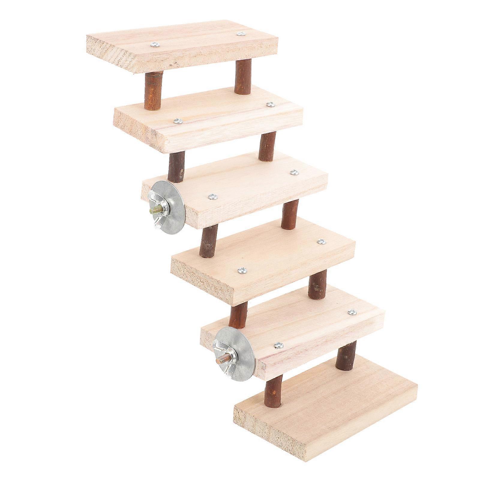 Natural Wood Hamster Ladder Climbing Toy for Small Pets Beige MultiFunction Exercise 19.7 Inch