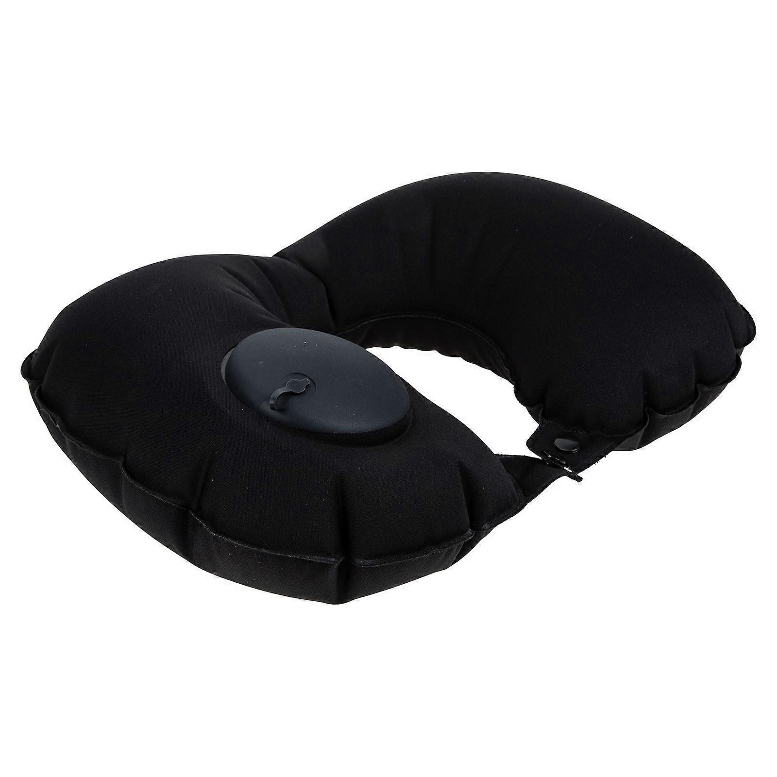 Travel Pillow for Daily Use Black Synthetic Material Comfortable UShaped Neck Cushion Inflatable Size 20.0x12.0x3.0