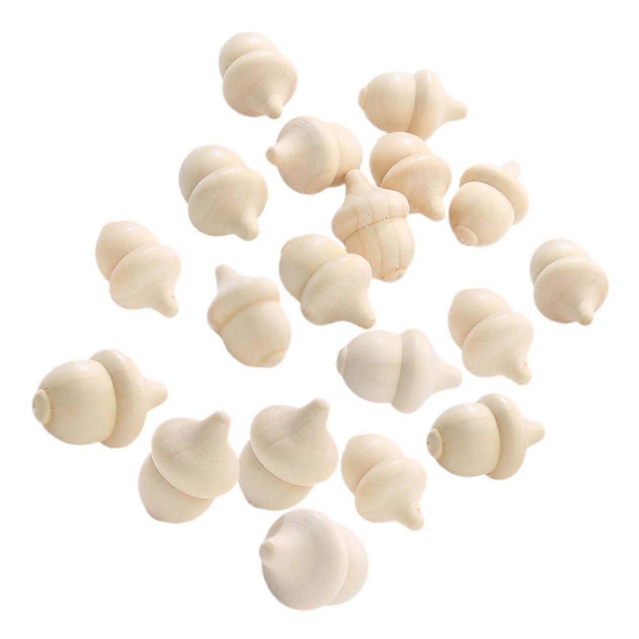 30 Pieces Unfinished Wooden Craft Kit Creative DIY Projects Wooden Toys for Adults Acorns Decorations