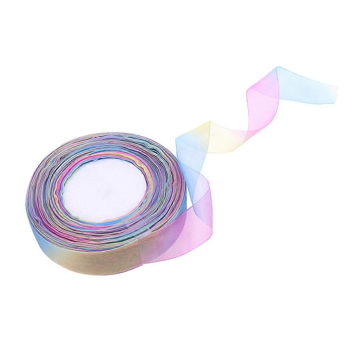 Rainbow Ribbon Sheer Organza Ribbon for Gift Wrapping 50 Yards Roll