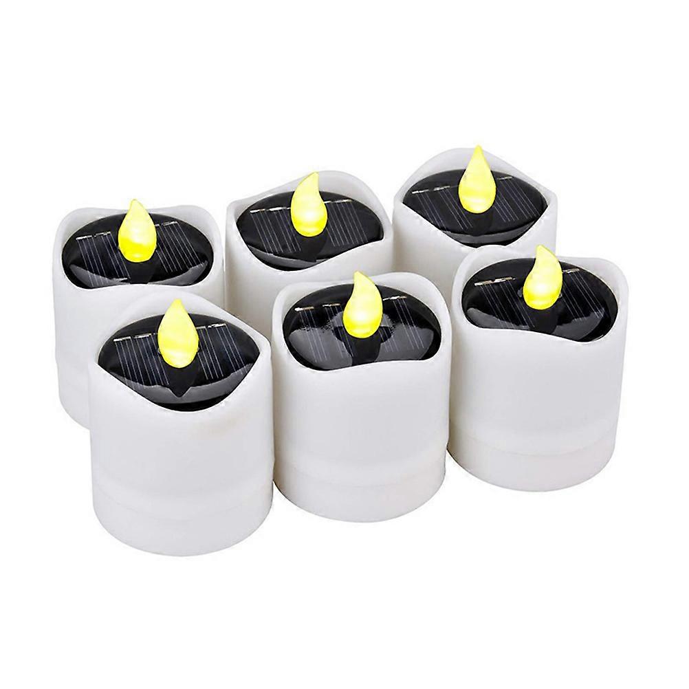 6pcs Solar Flameless Candle Lamp with Flashing Function for Outdoor Decoration