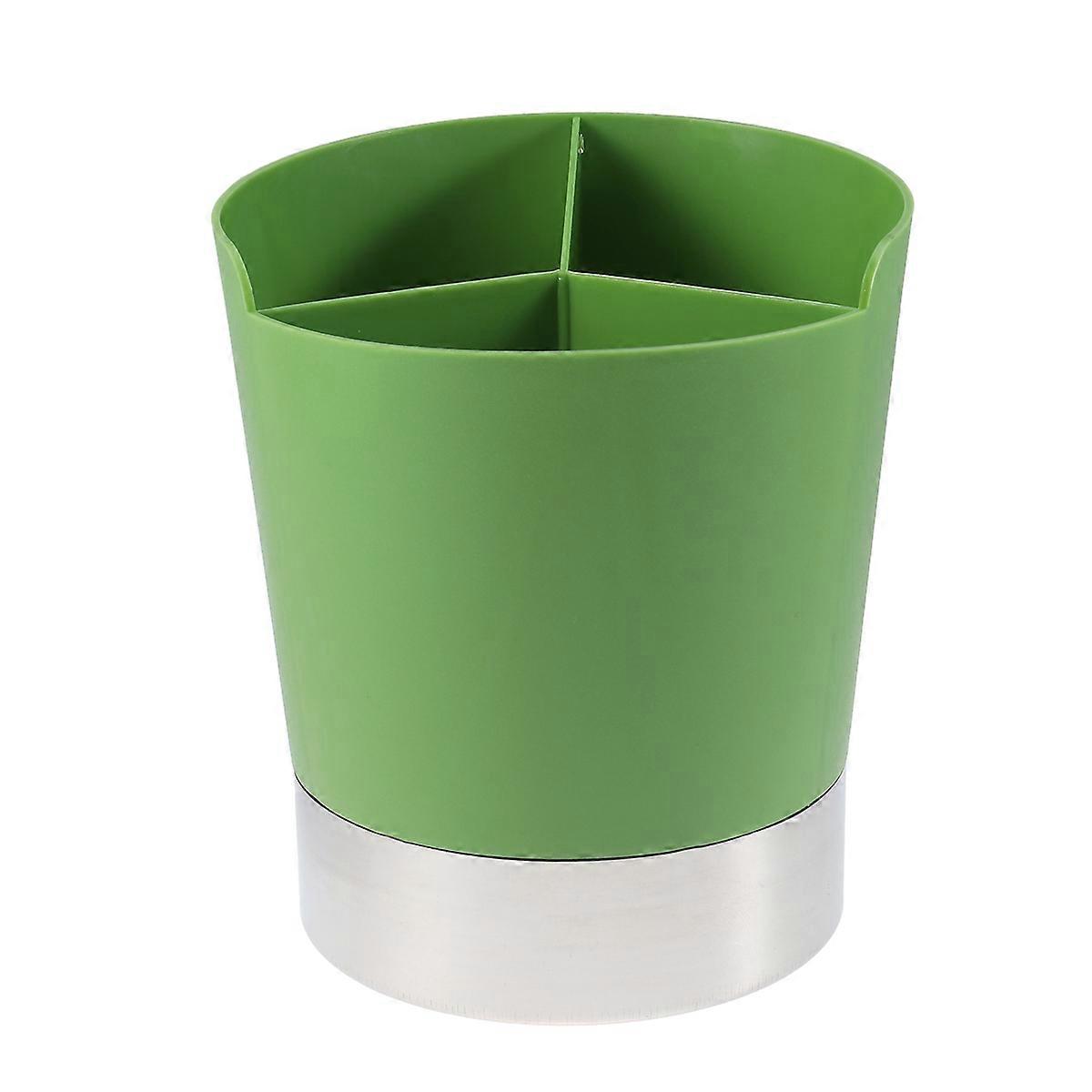 Stainless Steel and Plastic Kitchen Utensil Organizer with 3 Compartments for Easy Storage and Drainage Green