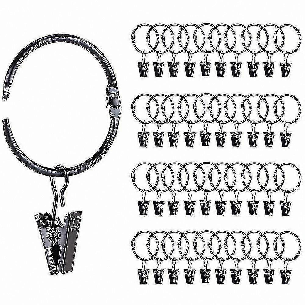 Curtain Rings with Clips, 42 Pack, 1 Inch Diameter, Heavy Duty Rustproof Decorative Hooks for Drapes and Curtains