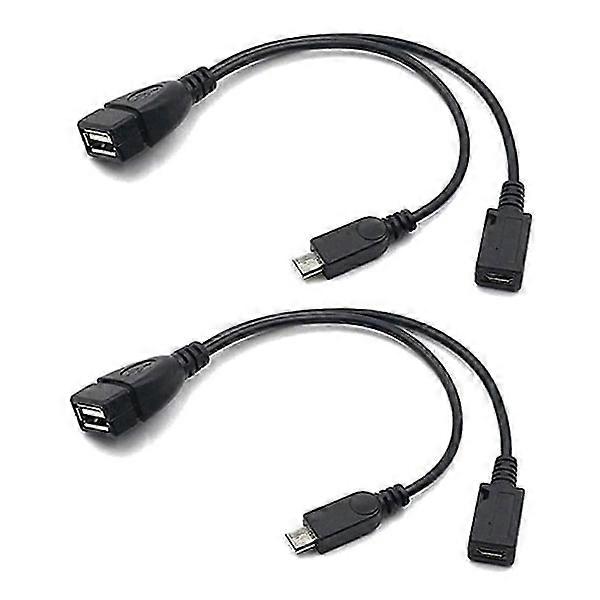 Micro USB One to Two OTG Data Cable With Power Supply Port 2-Pack[D]