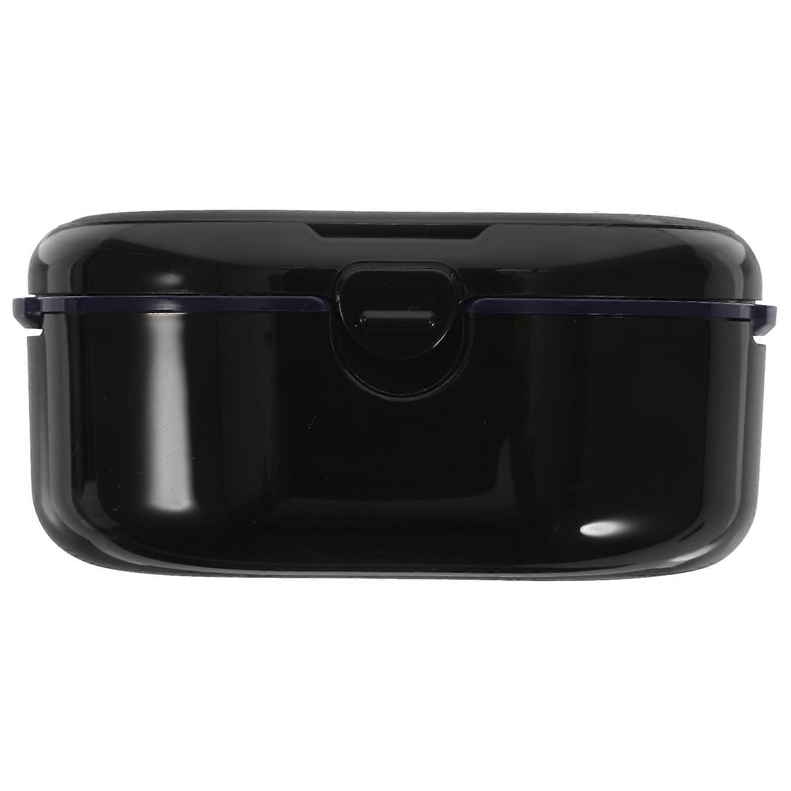 Portable Denture Case Locking Closure for Storage Black ABS PP 3.5 x 2.8 x 1.4 inches