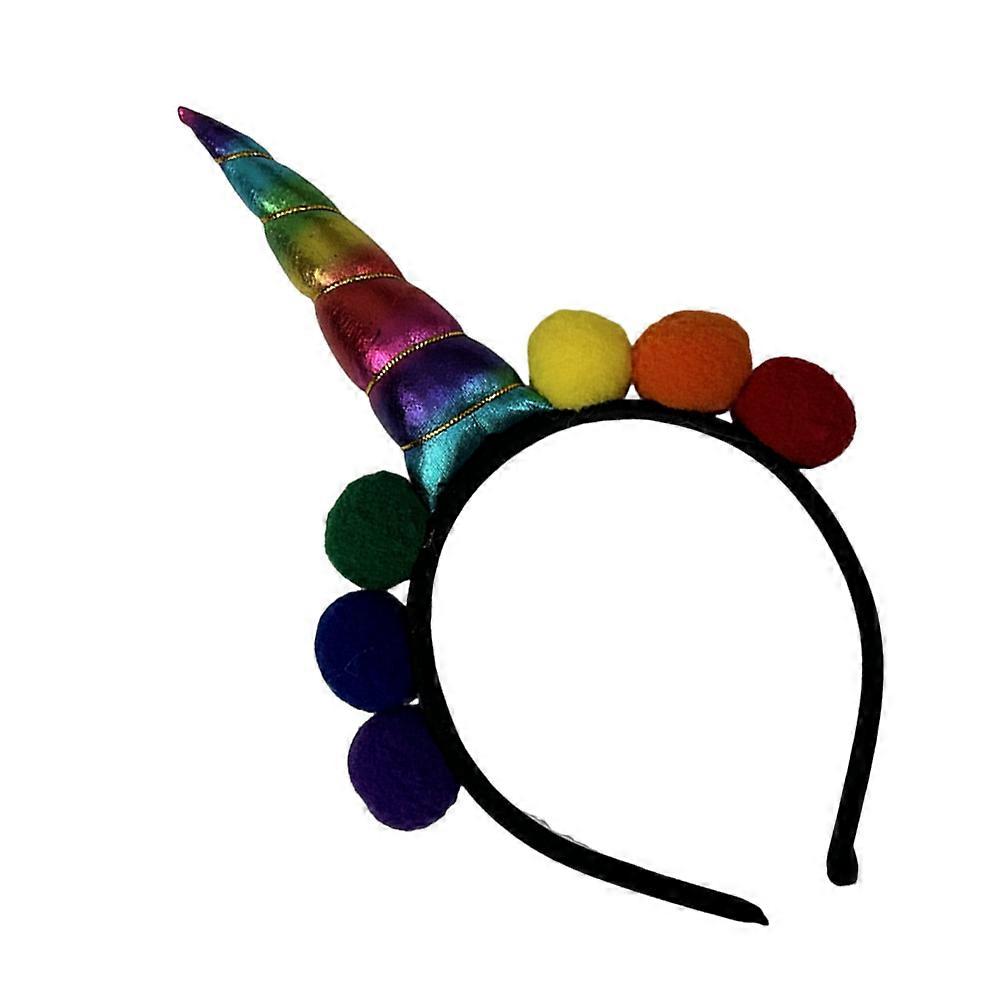 Unicorn Headband with Pompom for Decoration Lightweight Comfortable Cloth Plastic Fits Most