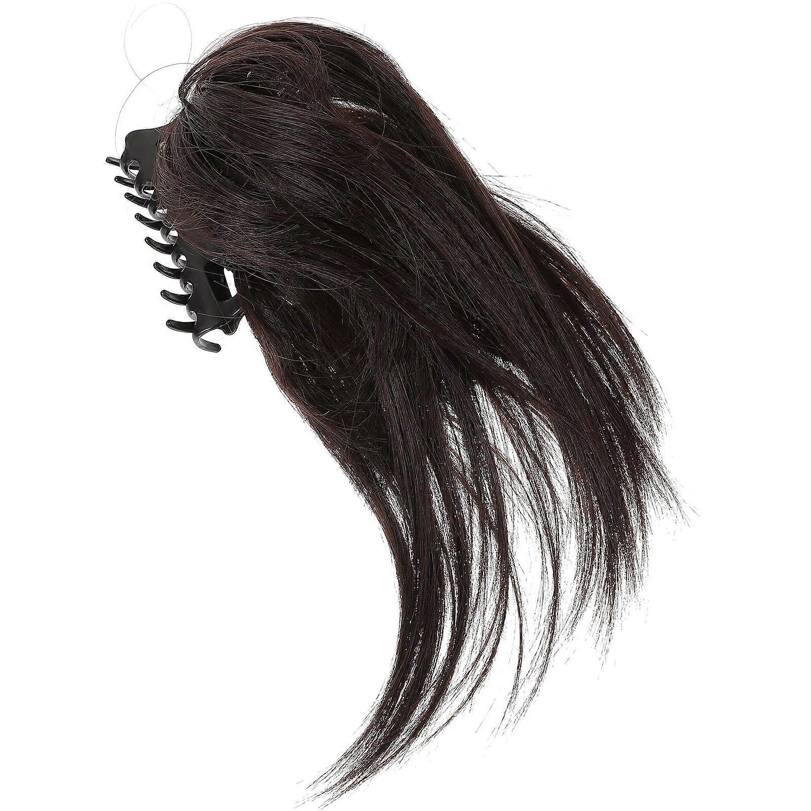 Brown Women's Clip On Wig High Temperature Fiber Comfortable Fashionable Hair Extension for Decor