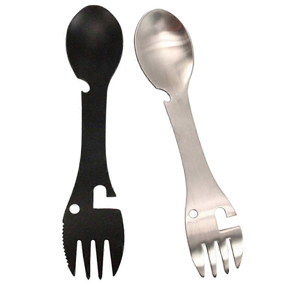 2Pcs Camping Spork Multi Function Lightweight Outdoor Multi Tool Spork