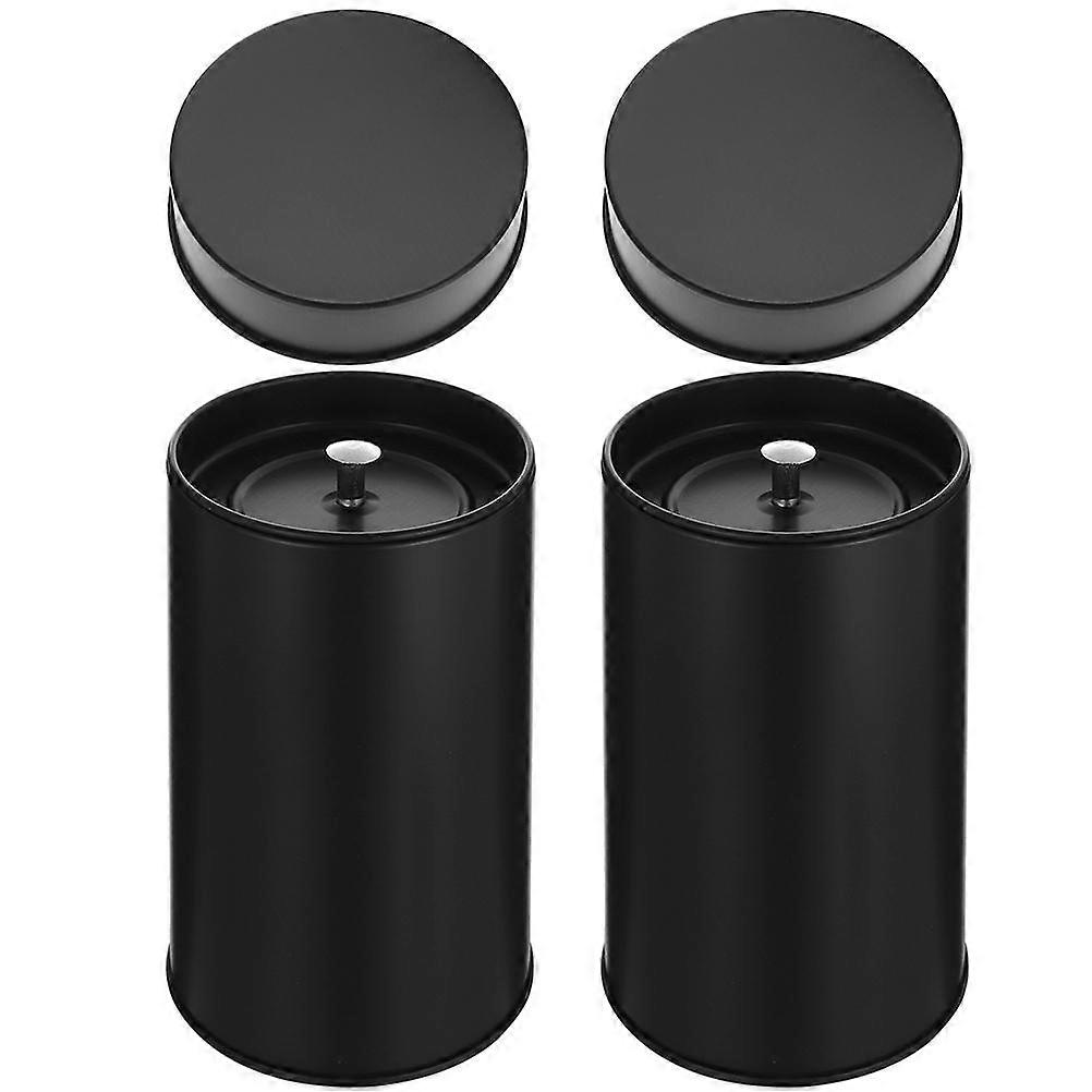 Airtight Tea Canister with Lids for Storage Made of Tinplate Black Color 2Pcs