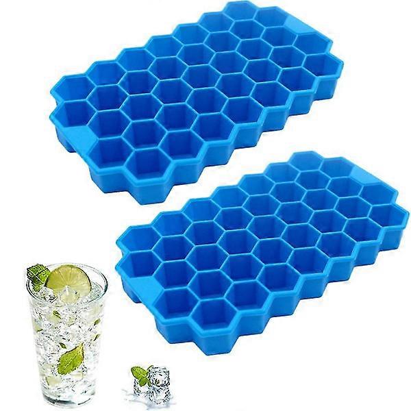 Premium ice cube tray, silicone ice cube molds with sealing lid, 74 ice cubes, reusable, safe hexagonal ice cube molds.