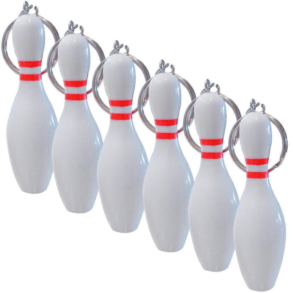 6pcs Cute Bowling Pin Keychains – Lightweight Durable Pendant Decorations for Bags, Party Favors & Everyday Use