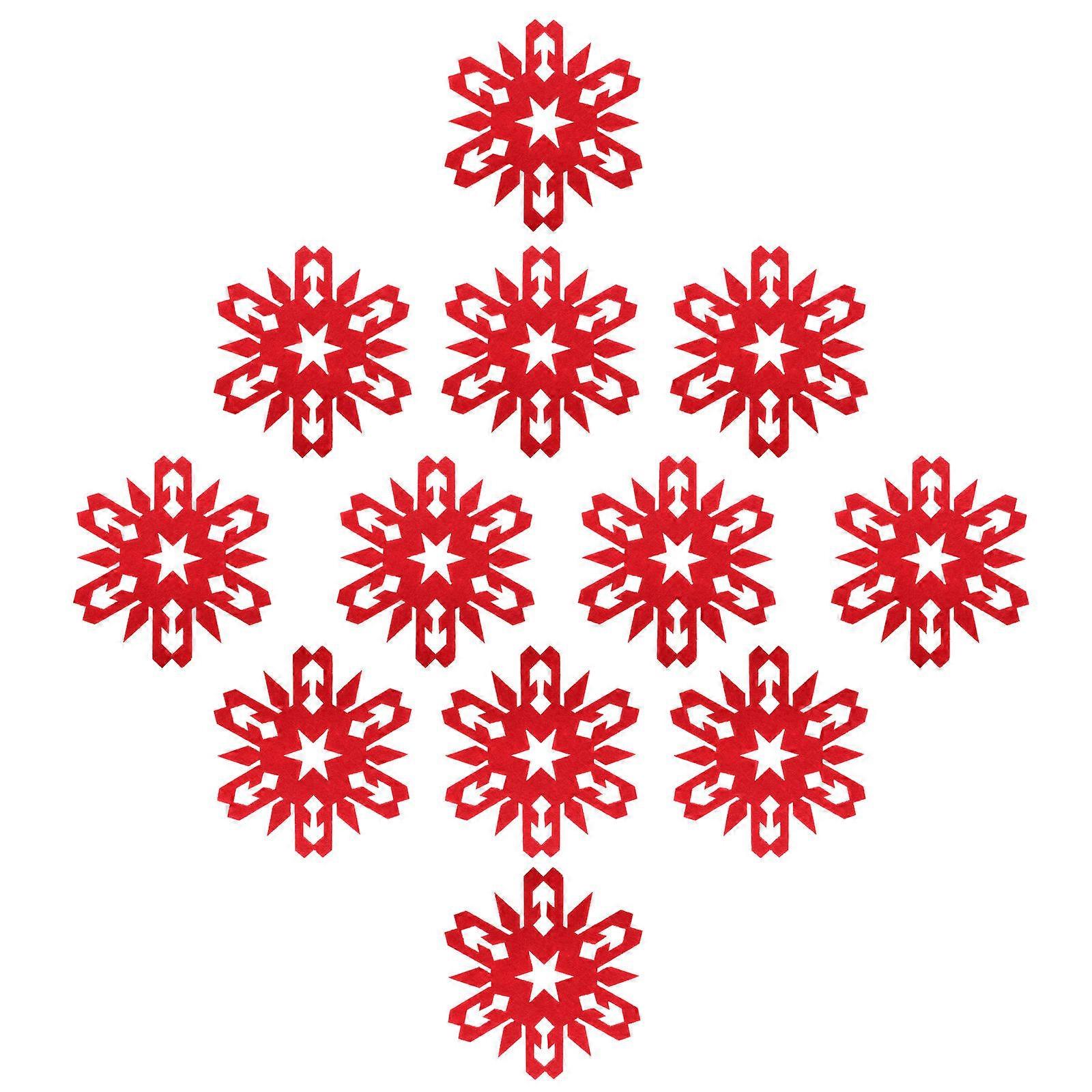 Cup Coasters Felt Snowflake Shape Table Accessories Dining Home Owners Classic Elegant Design 10X10CM Red 12Set