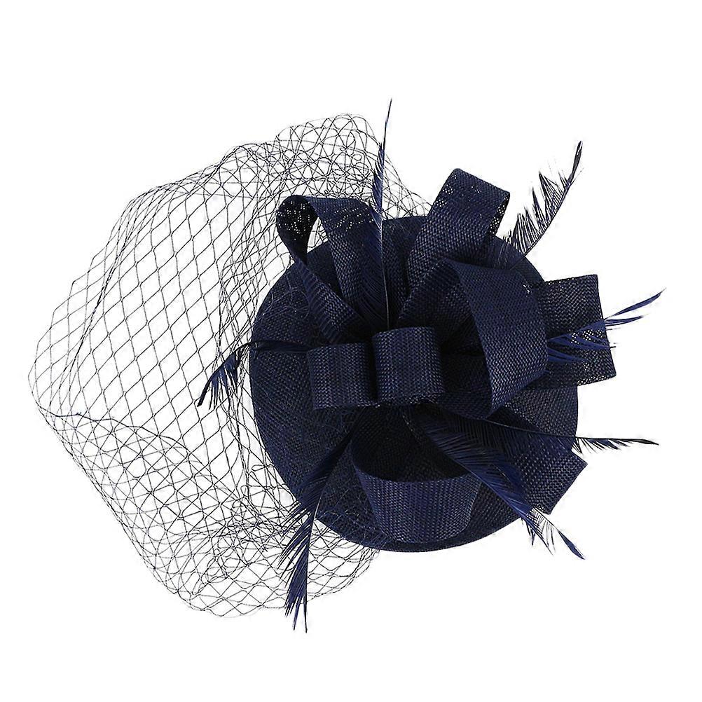 Navy Polyester Fascinator Hat for Decor Elegant Headpiece Comfortable for Parties Size 12 Inches