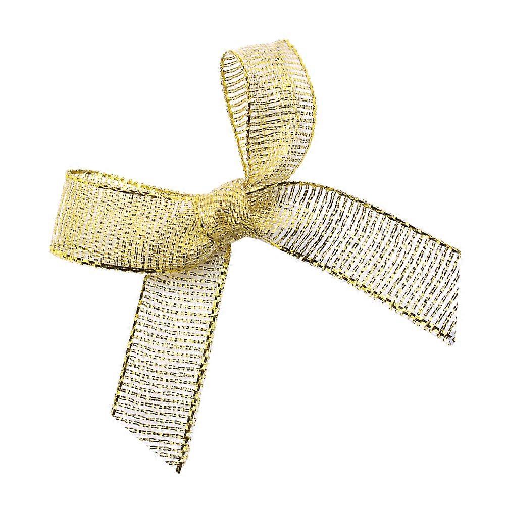DIY Bowknot Hanging Ornament 100Pcs Bow Shape Golden Approx 6 X 5 X 0.5Cm for Christmas Party