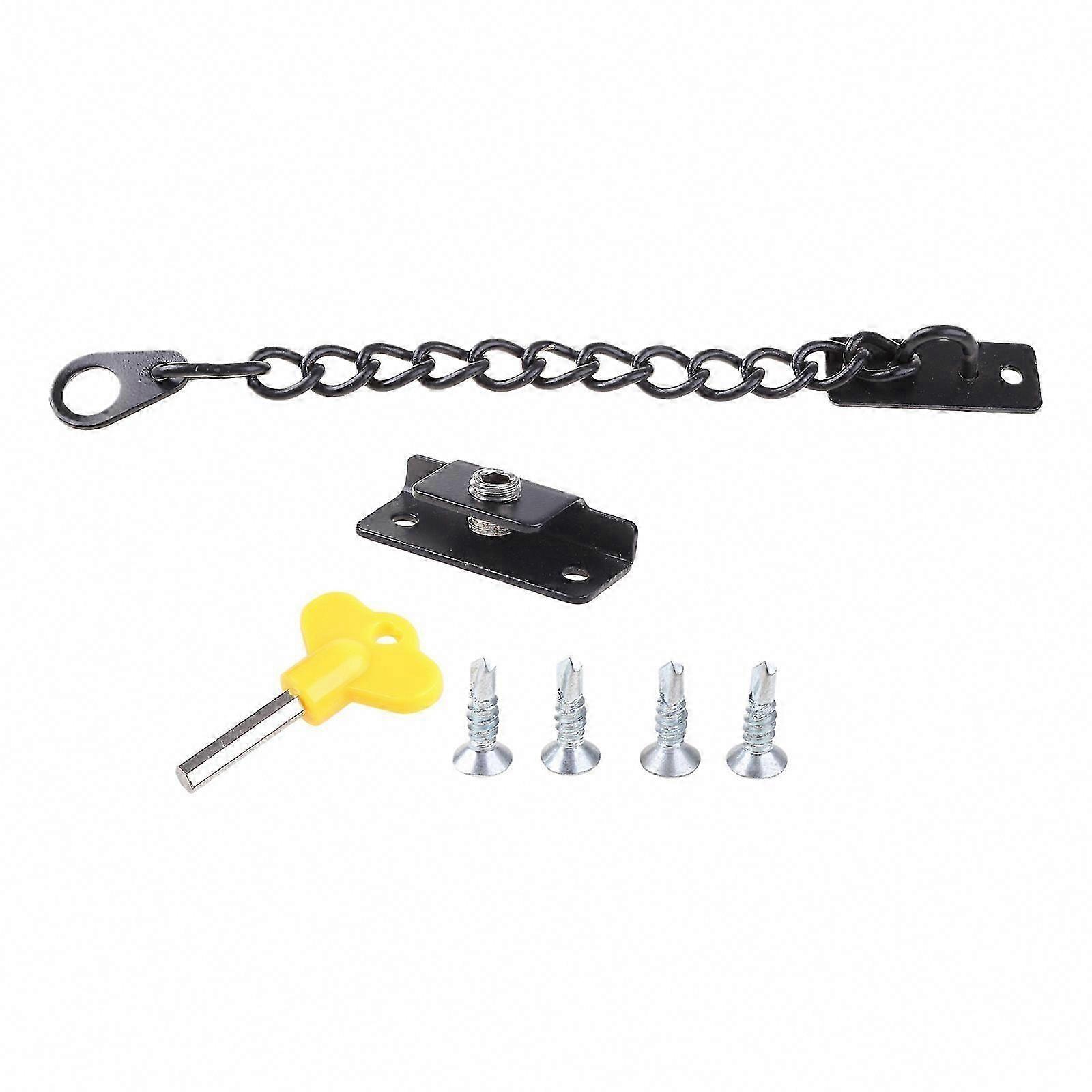 Stainless Steel Window Chain Lock Guard Door Restrictor Child Safety Security Chain Lock with for Key for Windows Anti T Silver