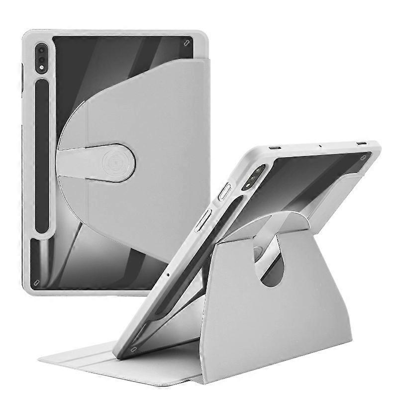 Pour Samsung Galaxy Tab S9+ Tab S9 FE+ Case PC + TPU + PU Support en cuir Housse de tablette - Gris argenté