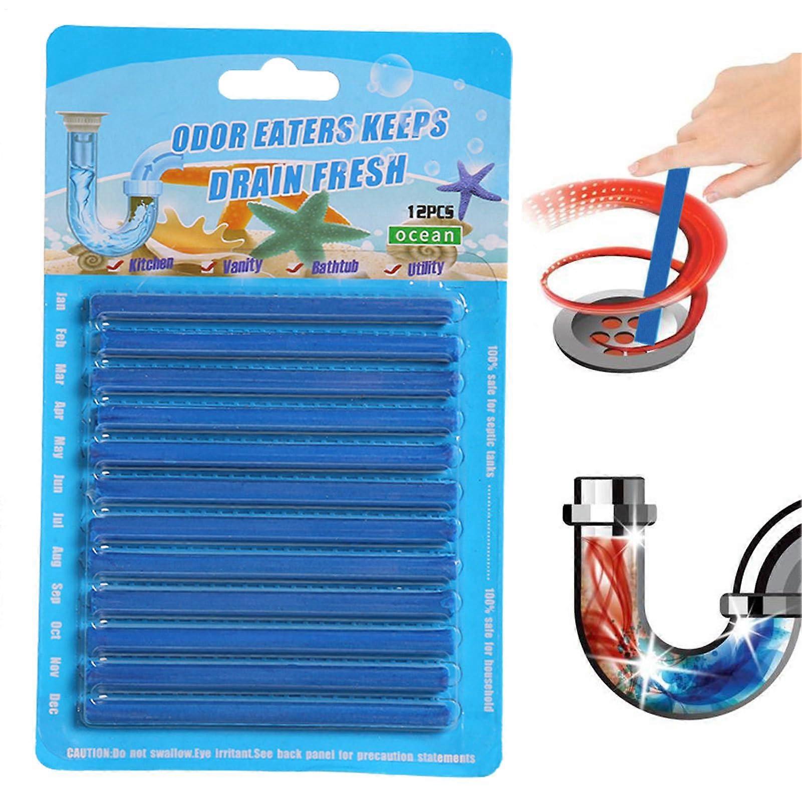 Drain Cleaning Sticks | 12-Pack Powerful Clog Remover for Sinks | Safe Deodorizer for Kitchen and Bathroom | 0-3 Months Use