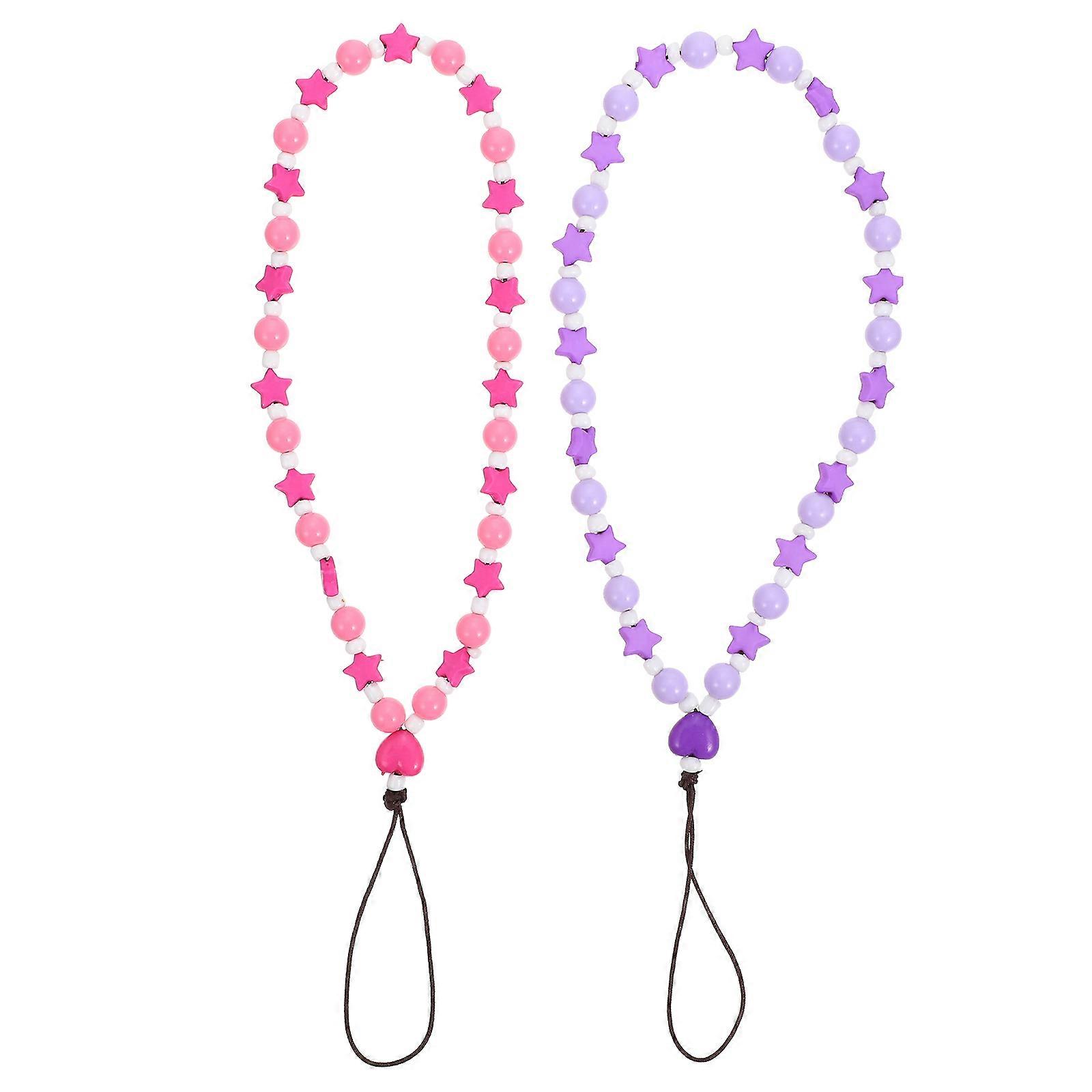 Star Shape Phone Lanyard Acrylic Decorative Phone Hanging Rope 2Pcs