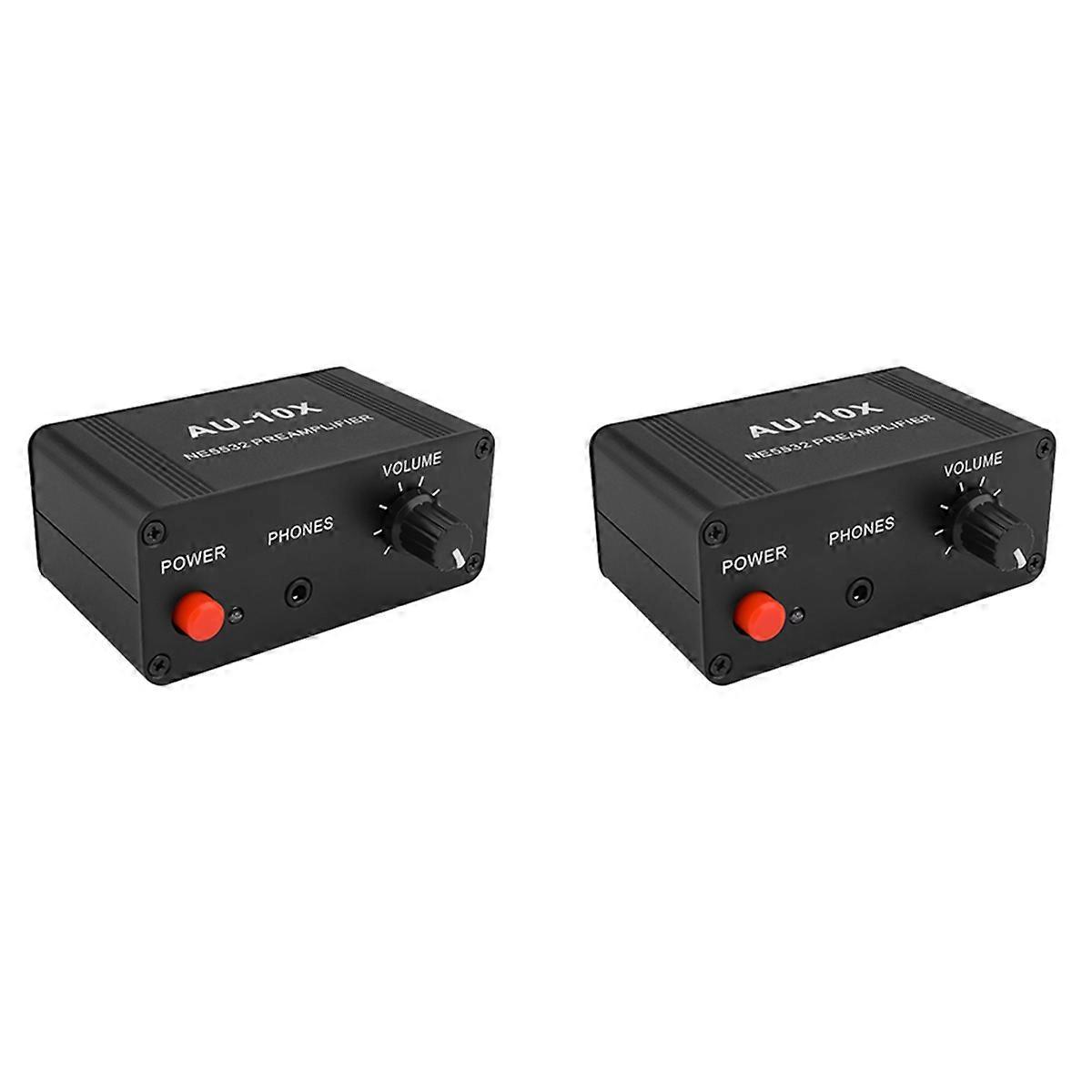 2X AU-10X NE5532 Audio Signal Preamplifier Headphone Pre AMP Board Gain 20Db 3.5MM Volume Control To