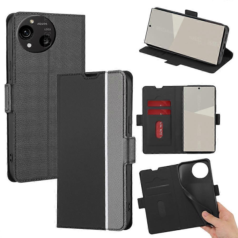 Twill Texture Side Button Leather Phone Case