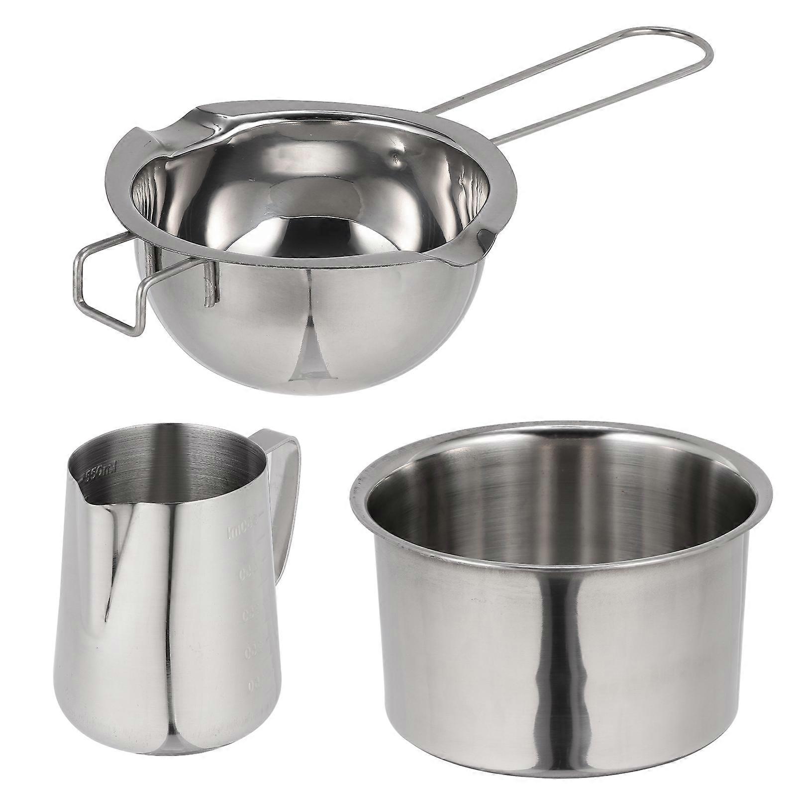 Stainless Steel Cheese Melting Pot Double Boiler for Butter, Outdoor Cooking, Picnics, 1 Set with Precise Measurements